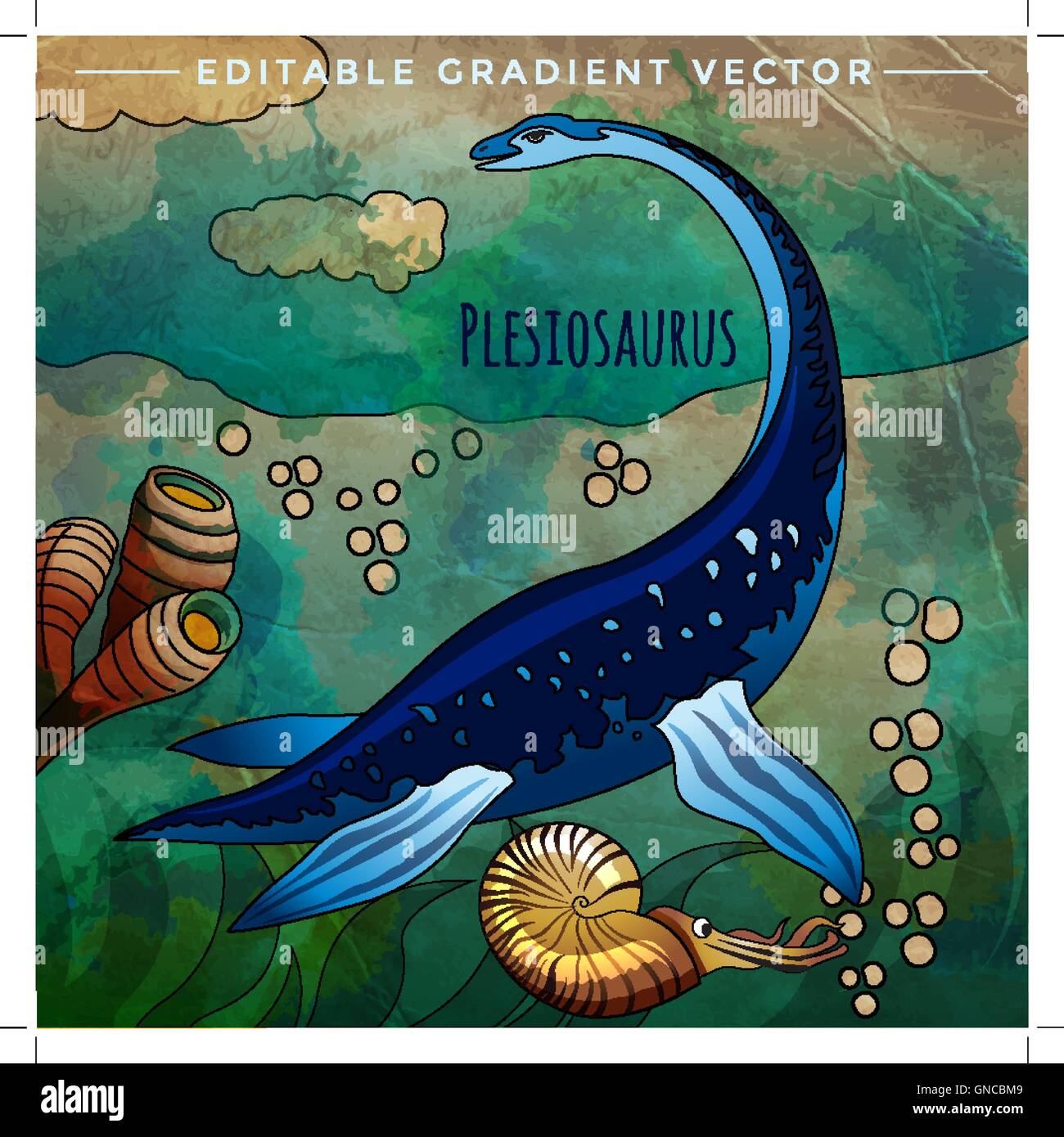Dinosaurier im Lebensraum. Vektor-Illustration von Plesiosaurus Stock