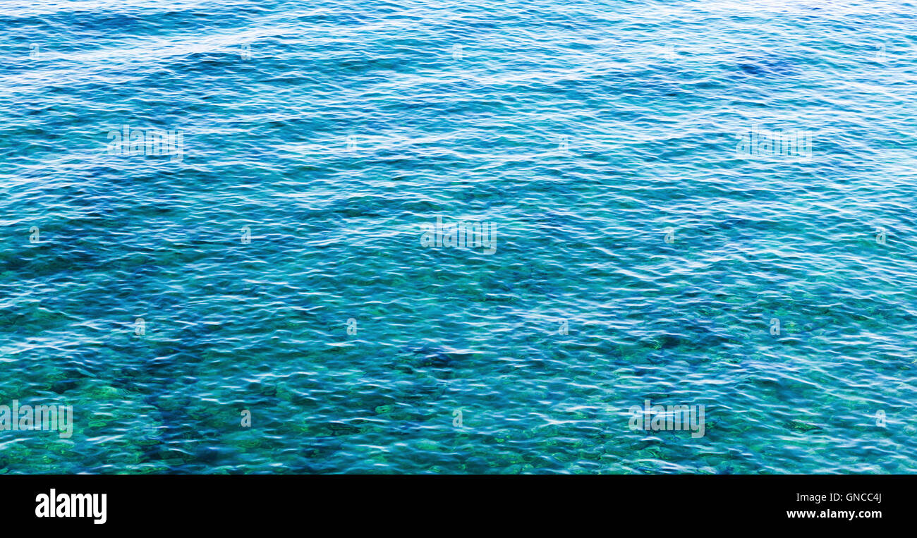 Meer Wasser Oberfläche, Panorama Foto Hintergrundtextur Stockfoto