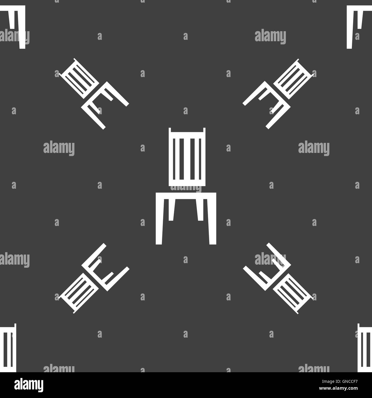 Stuhl-Symbol Zeichen. Nahtlose Muster auf einem grauen Hintergrund. Vektor Stock Vektor
