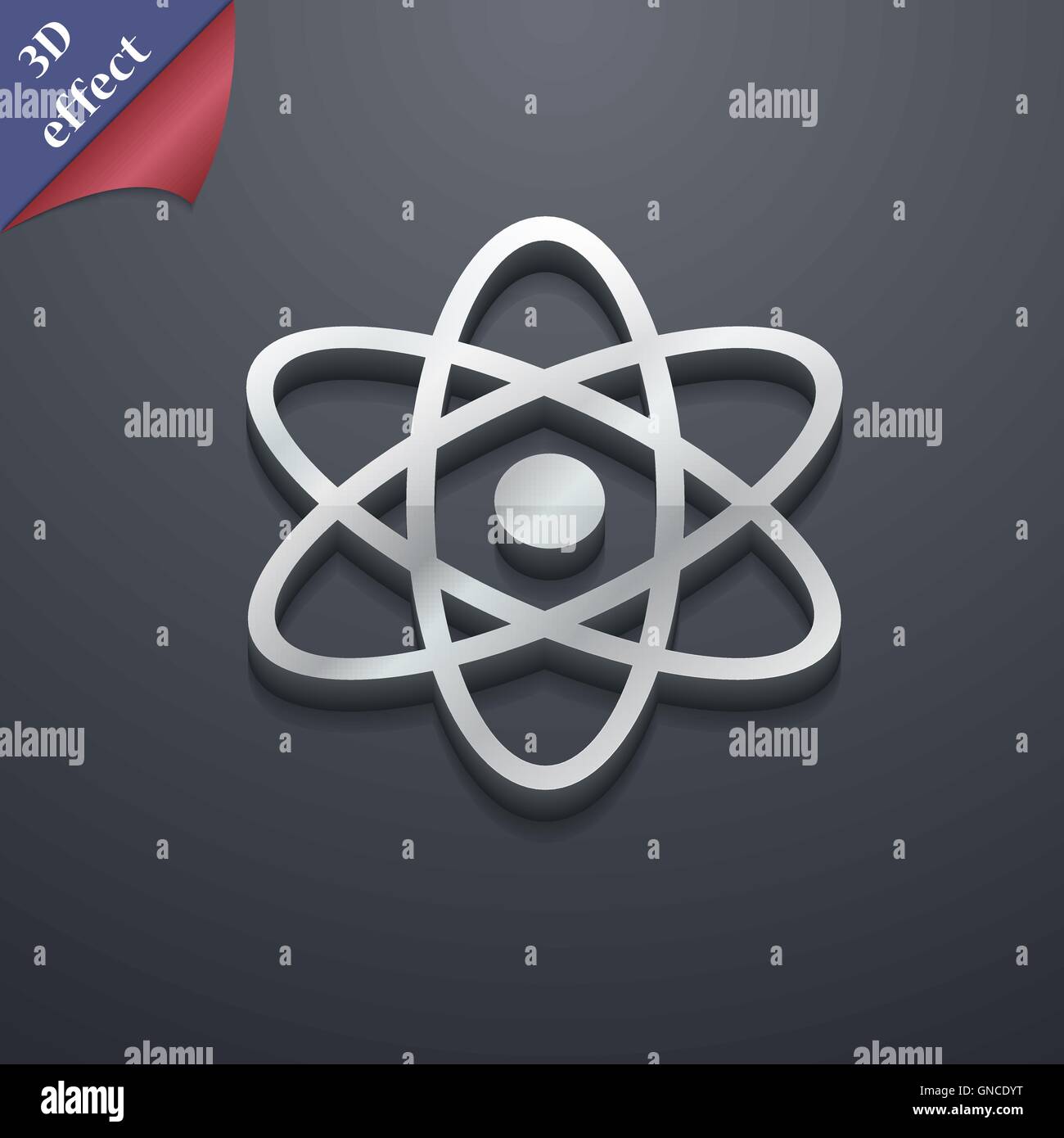 Atom, Physik Symbol Symbol. 3D-Stil. Trendiges, modernes Design mit Platz für Ihren Text vektor Stock Vektor