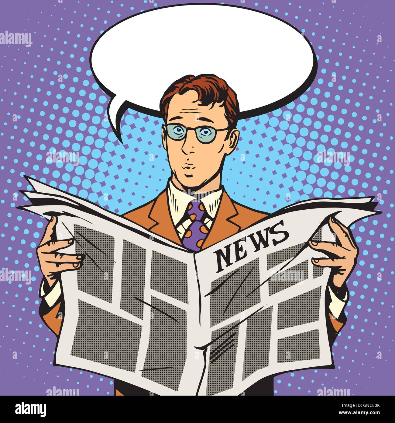 Newsreader Überraschung Zeitung Stock Vektor