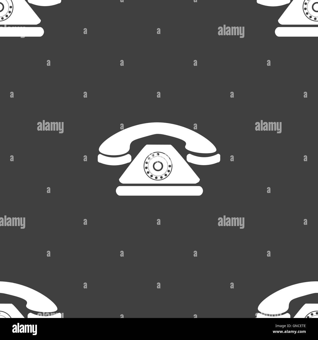 Retro Telefon Symbol Zeichen. Nahtlose Muster auf einem grauen Hintergrund. Vektor Stock Vektor