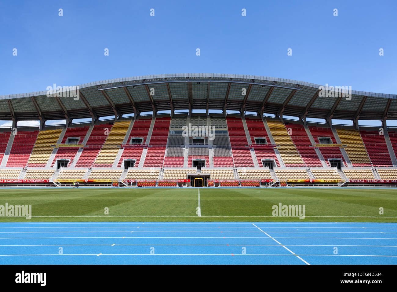 Skopje, Mazedonien - 5. Mai 2015: Philip II Arena, das Hauptstadion von Skopje Stockfoto