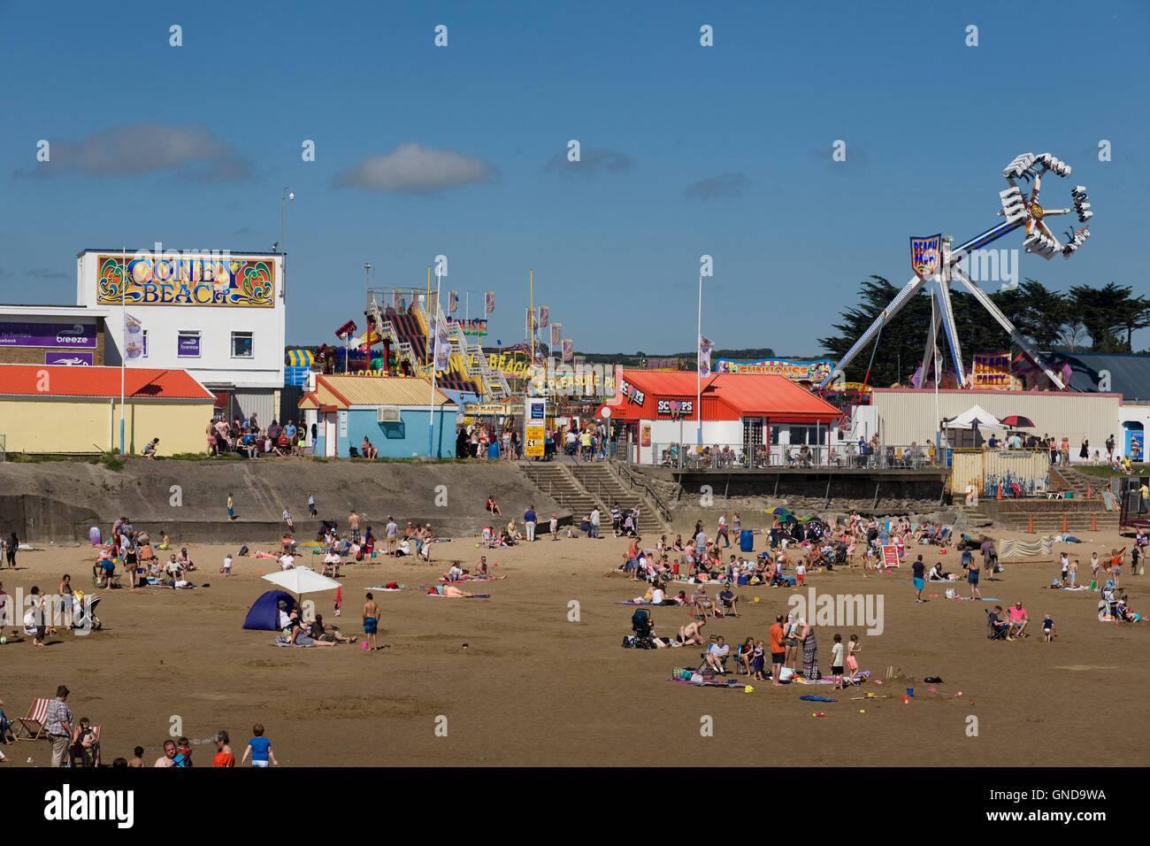 Sandy Bay und Coney Strand an einem Nachmittag warme Wochenende im August Stockfoto