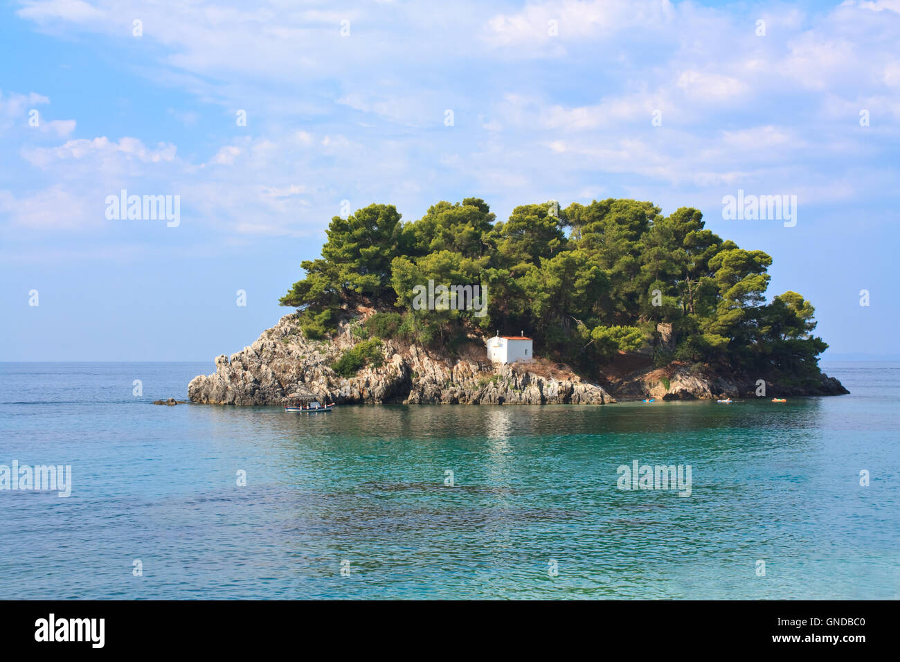 Insel Panagia in Parga Stockfoto