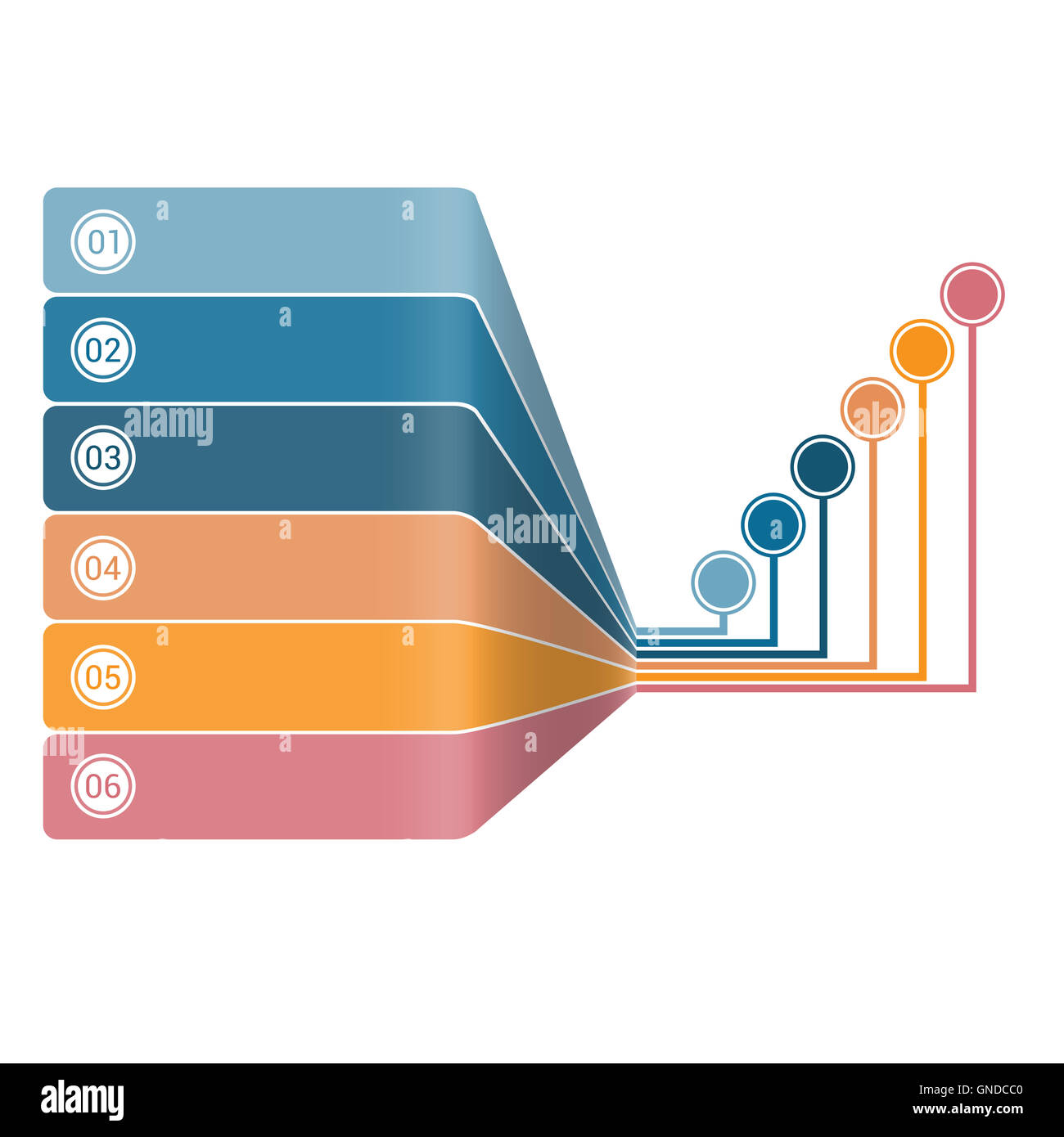 Infografik-Streifen Perspektive 6 position Stockfoto