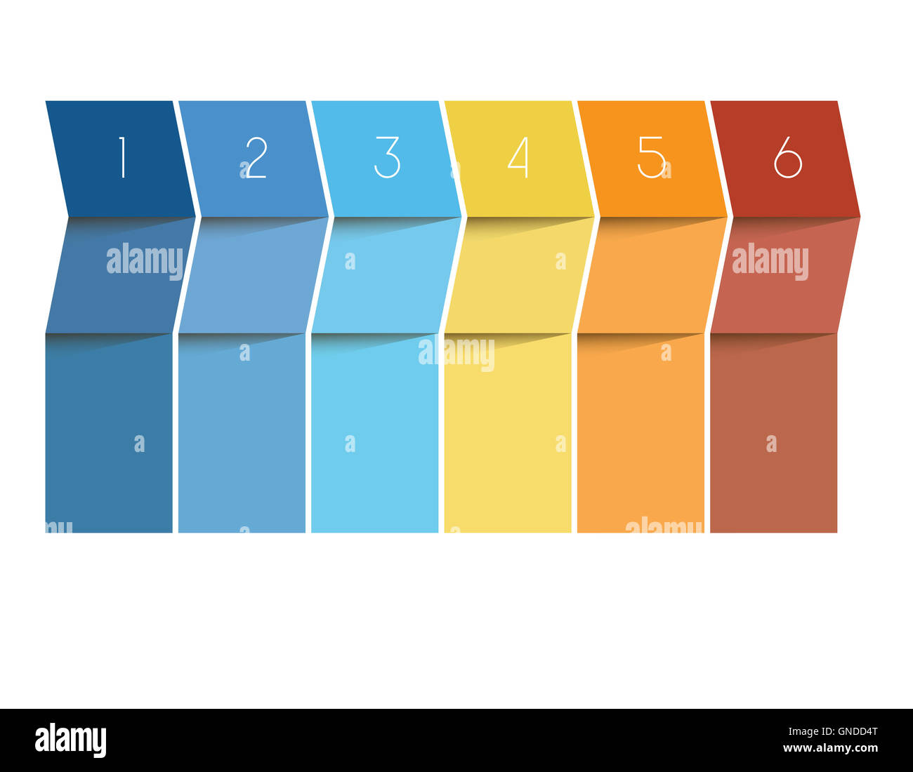 Timeline Infographic Vorlagendesign für sechs Textbereich Stockfoto