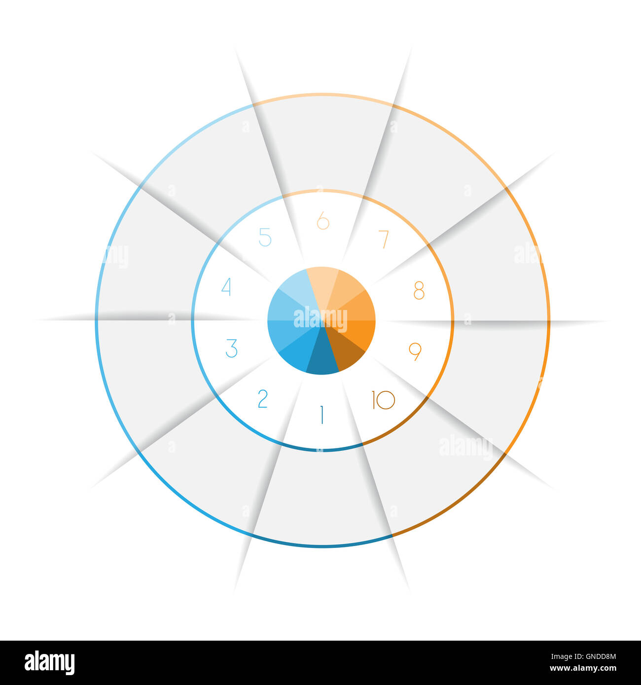 Ring aus farbigen Linien Infografik zehn Optionen für Textbereiche Stockfoto