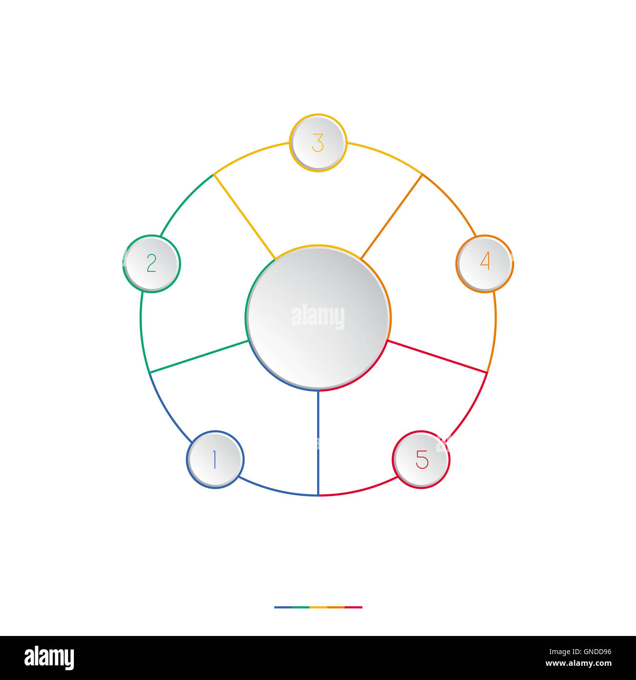 Vorlage für die Infografik fünf Positionen Stockfoto