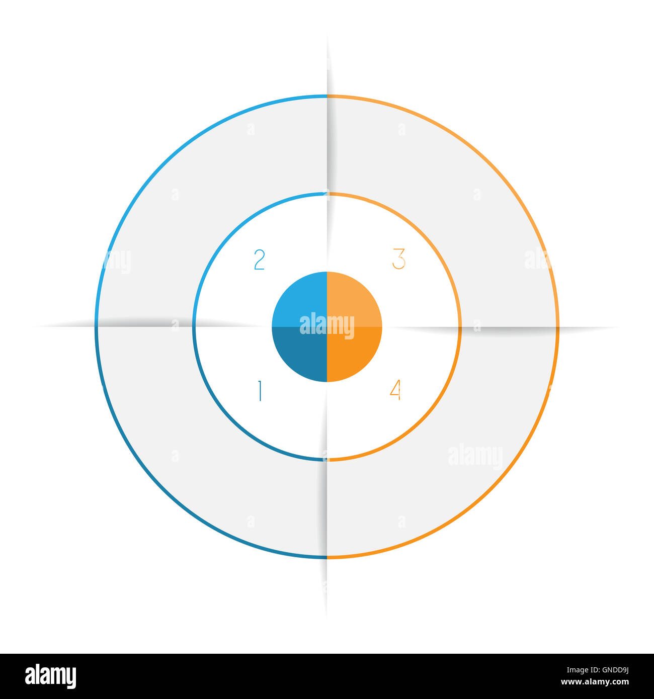 Ring aus farbigen Linien Infografik vier Optionen für Textbereiche Stockfoto
