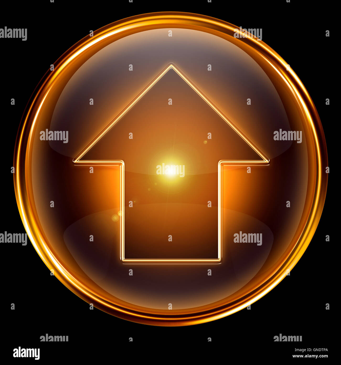 Pfeil oben Symbol golden. Stockfoto