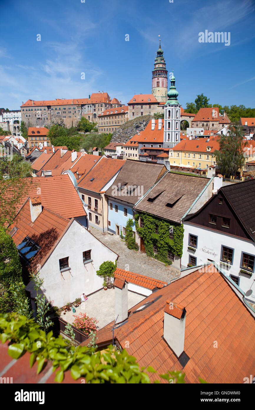 Dächer von Cesky Krumlov Stockfoto