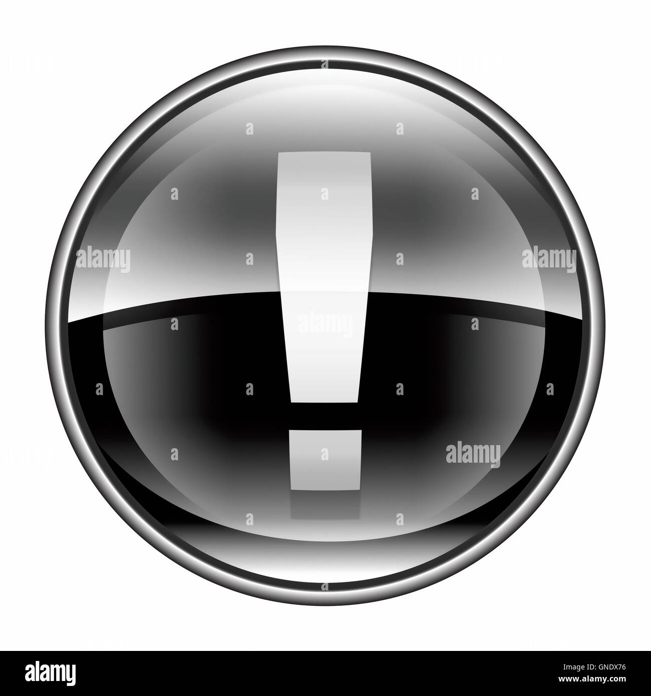 Ausrufezeichen-Symbol Symbol schwarz, isoliert auf weißem Hintergrund Stockfoto