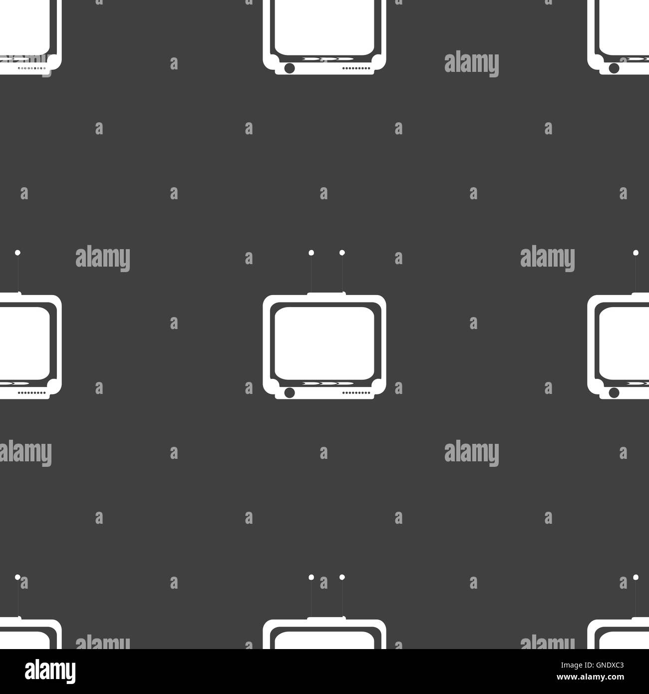 TV-Symbol Zeichen. Nahtlose Muster auf einem grauen Hintergrund. Vektor Stock Vektor