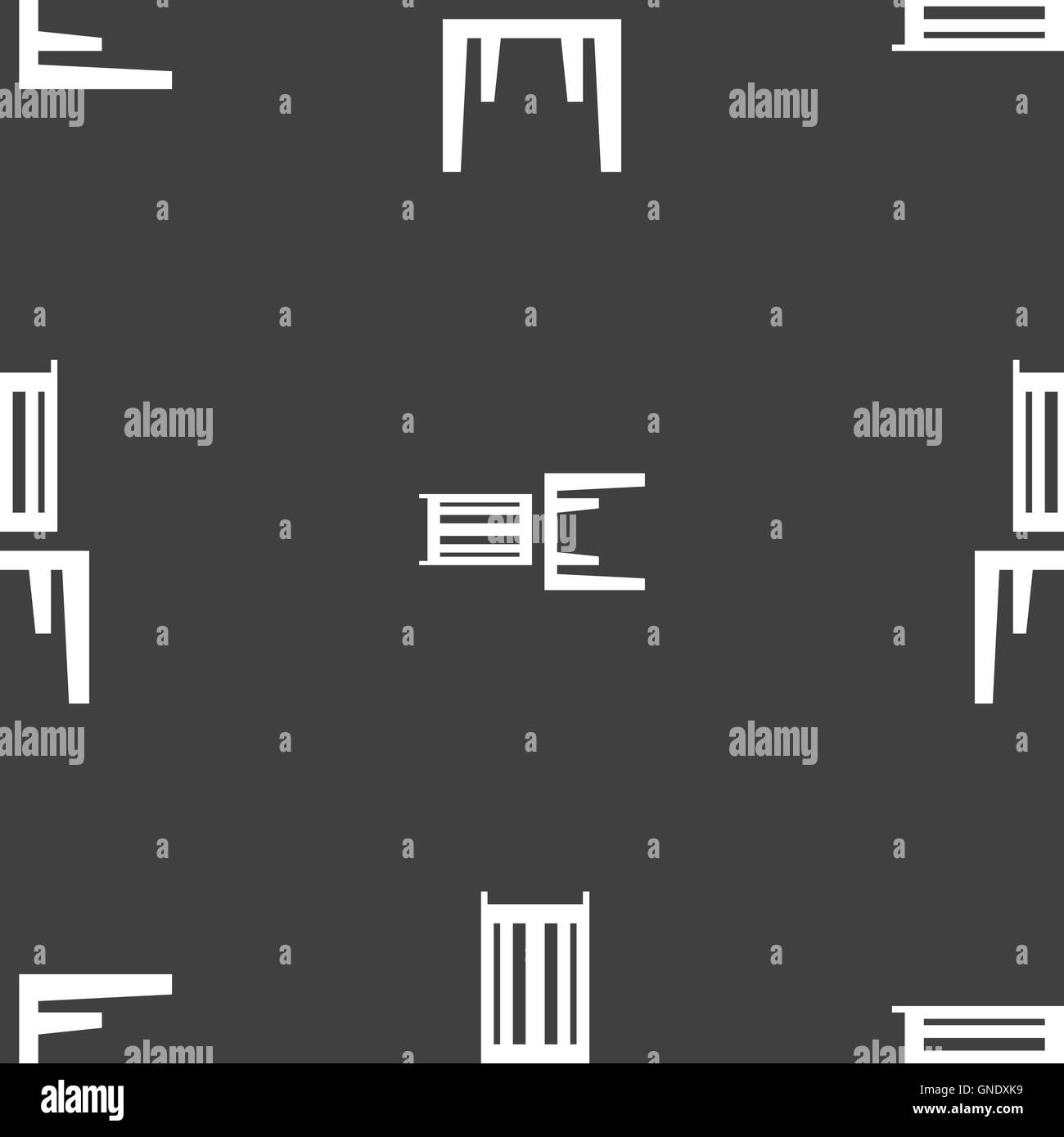 Stuhl-Symbol Zeichen. Nahtlose Muster auf einem grauen Hintergrund. Vektor Stock Vektor