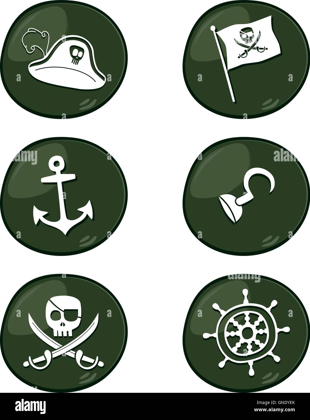 Piraten-Schild-Icon-set Stock Vektor