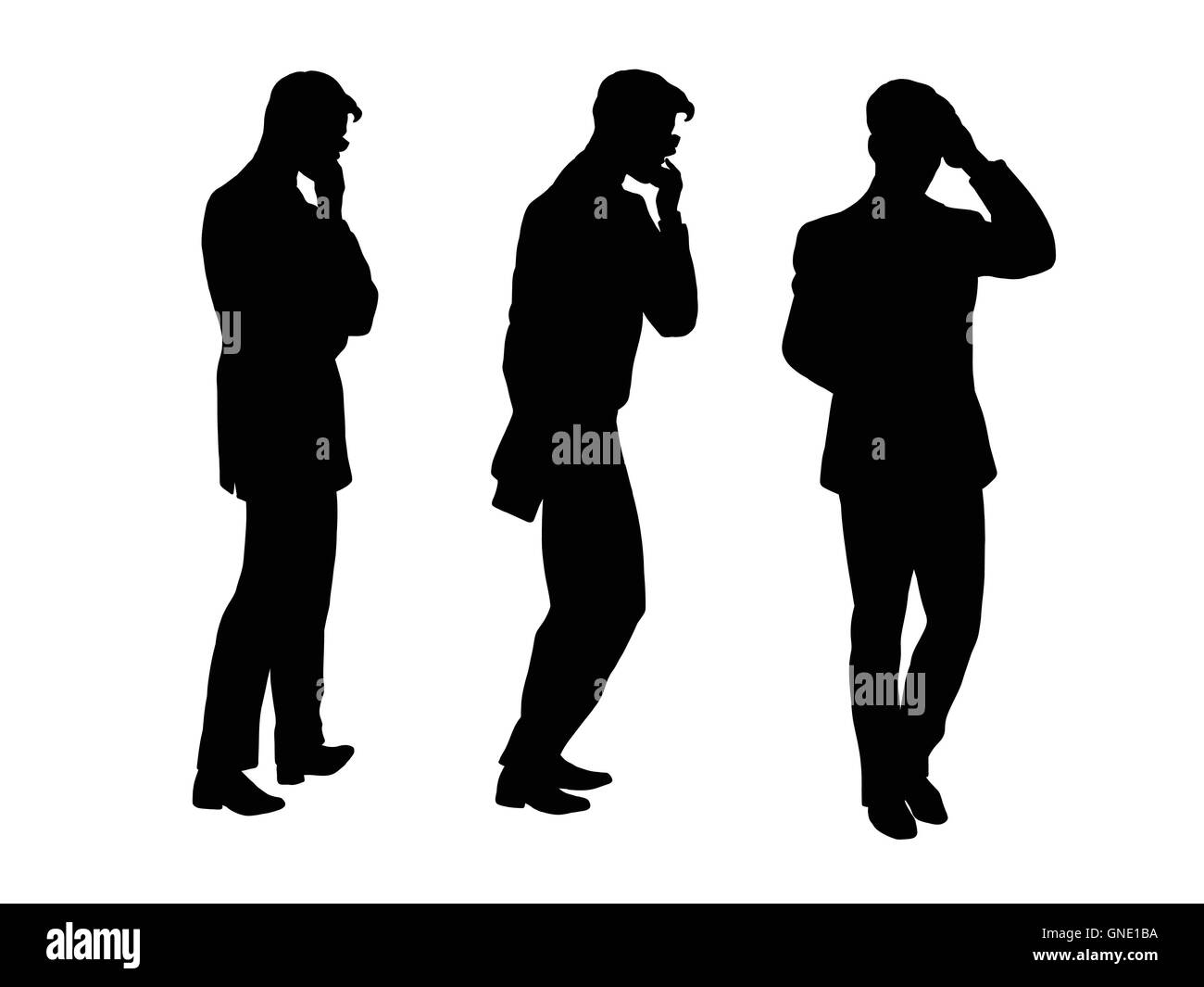 Männliche Unternehmer denkt geht schwarze Silhouette Abbildung Stock Vektor