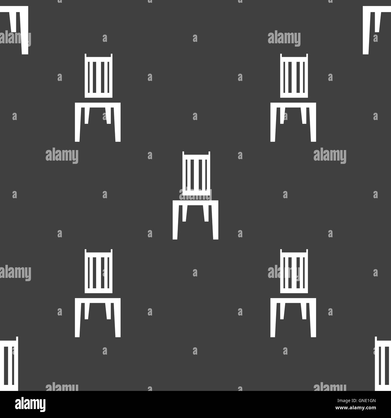 Stuhl-Symbol Zeichen. Nahtlose Muster auf einem grauen Hintergrund. Vektor Stock Vektor