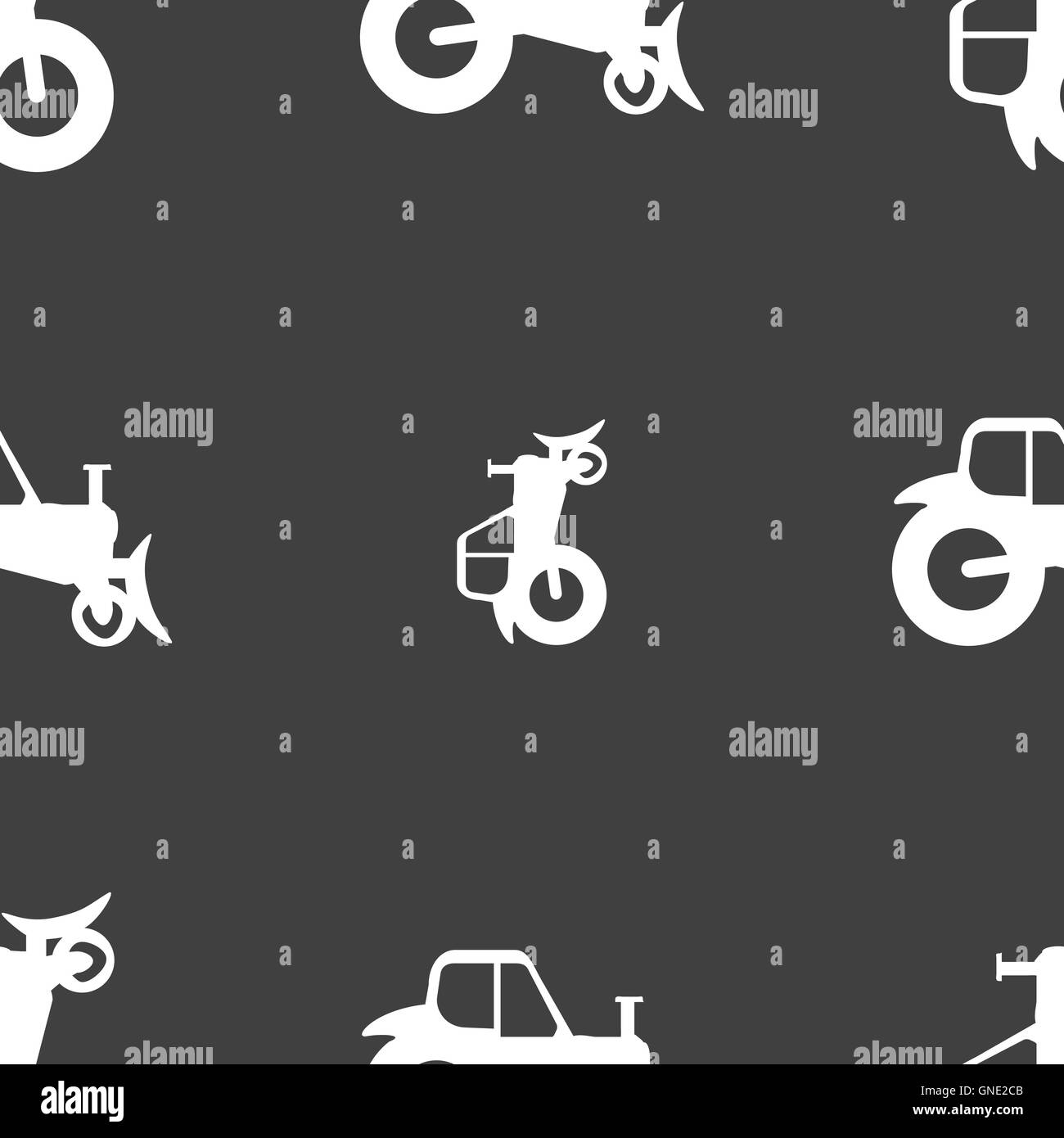 Traktor-Symbol Zeichen. Nahtlose Muster auf einem grauen Hintergrund. Vektor Stock Vektor