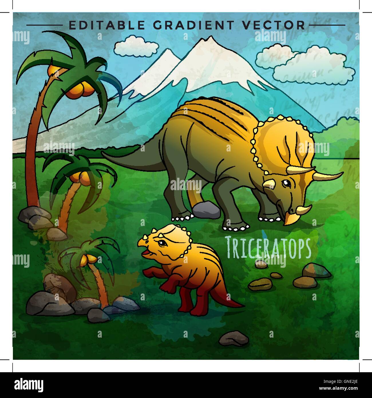 Dinosaurier im Lebensraum. Vektor-Illustration von Triceratops Stock Vektor