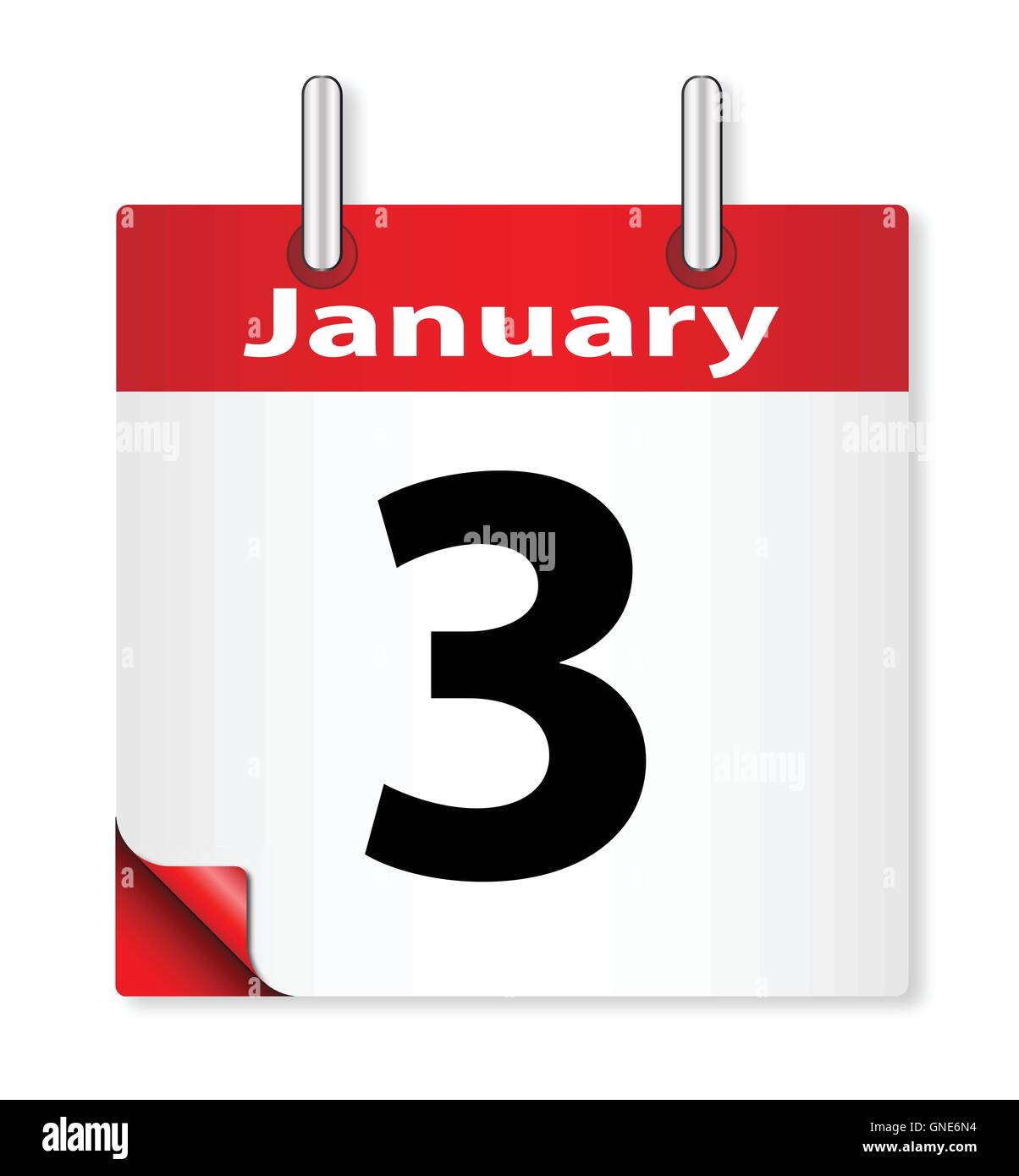 Ein Kalender-Datum bietet am 3. Januar Stock Vektor