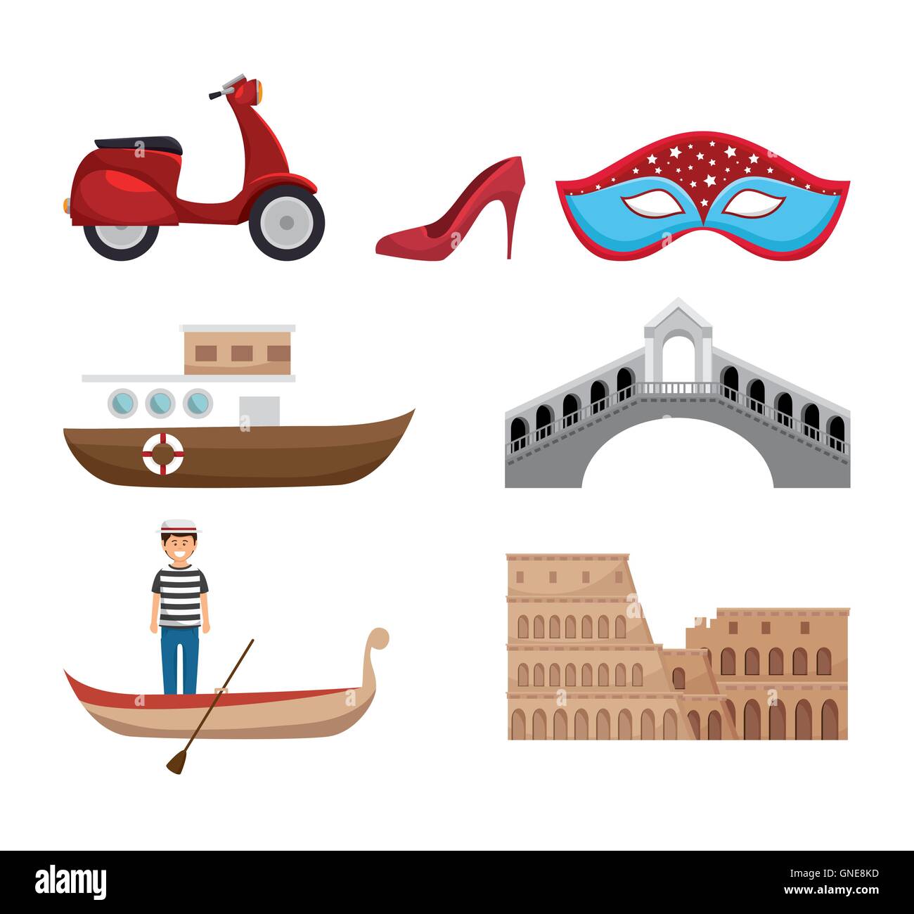 Italien-Kultur stellen icons Stock Vektor