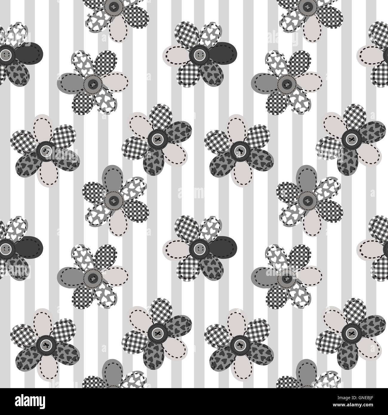 Textile Patchwork Blumen Hintergrund nahtlose Muster Stockfoto