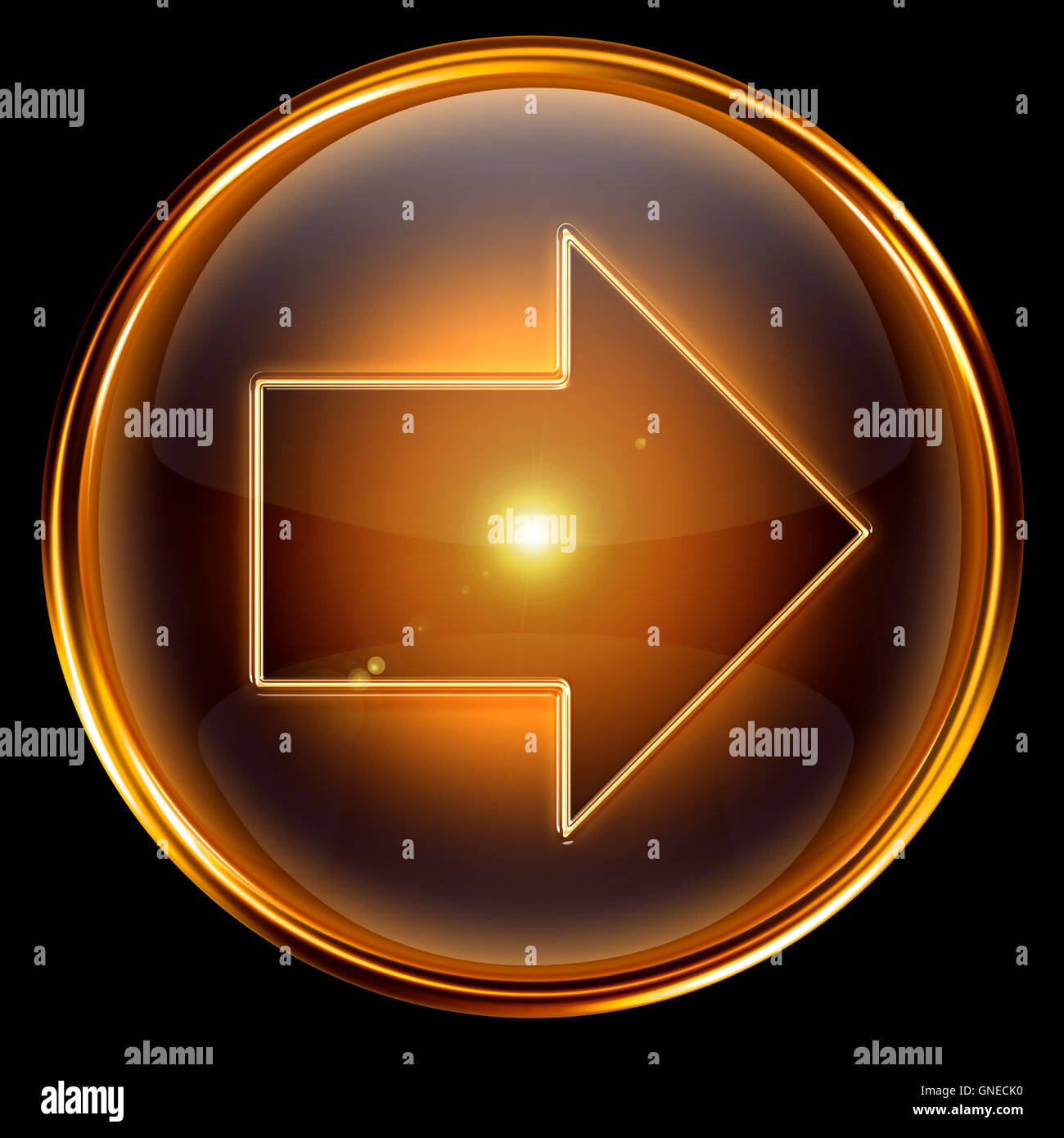 Richtige Pfeilsymbol golden. Stockfoto