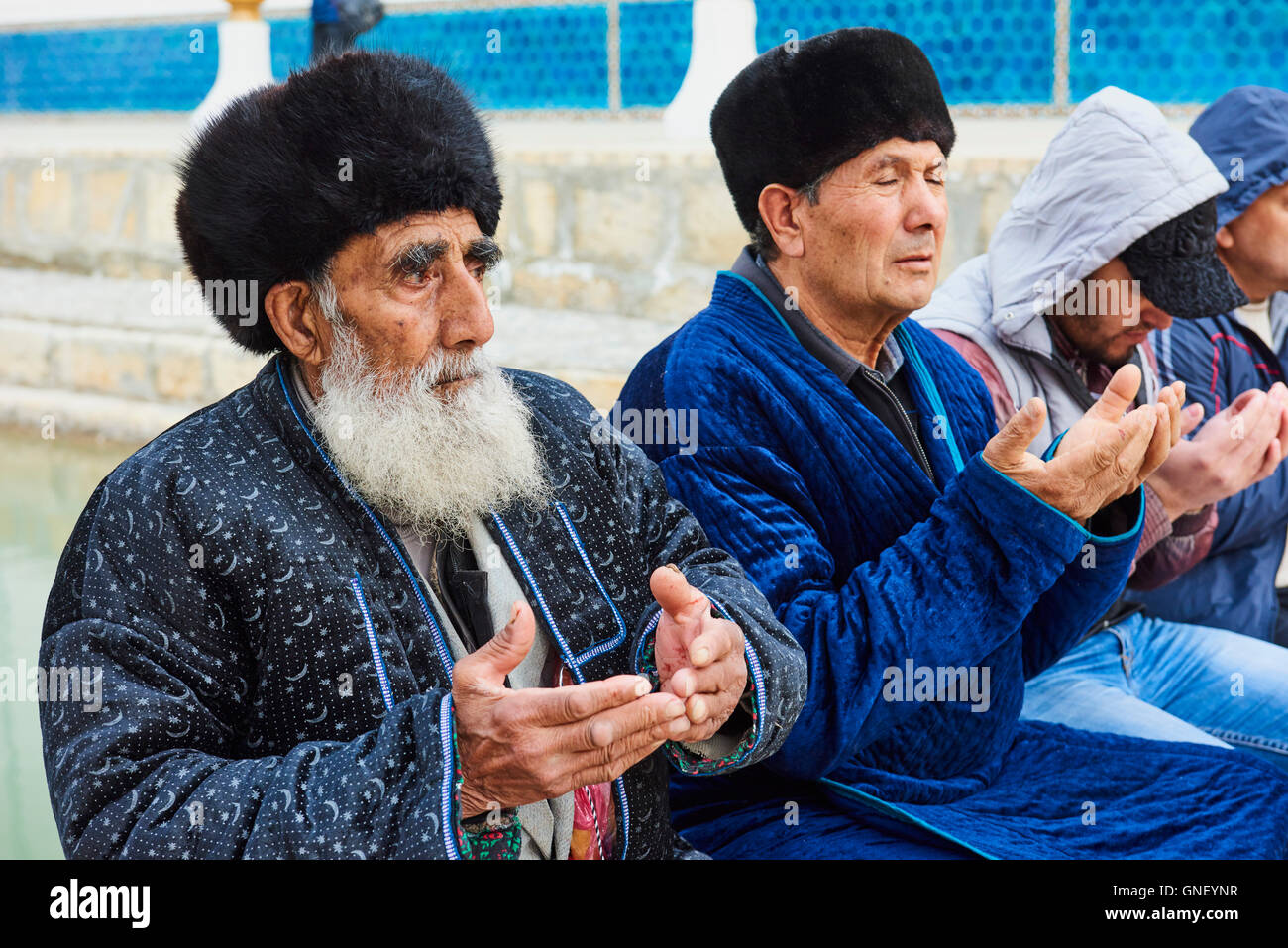 Usbekistan, Buchara, Bahouddin Naqshbandi Moschee, Sufi spirituel Denkmal, UNESCO-Welterbe, Gebet Stockfoto