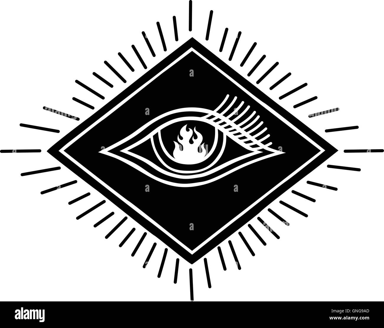 Flamme-Auge-Symbol-Thema Stock Vektor