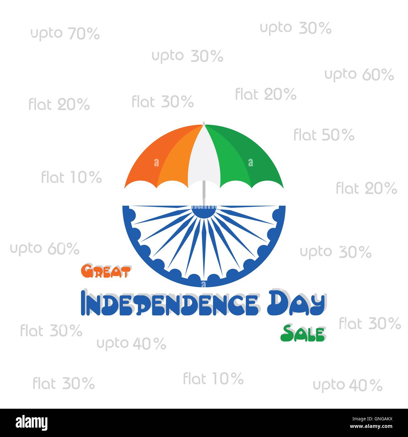 Independence Day Gruß mit Tricolouered Dach Lager Vektor Stock Vektor