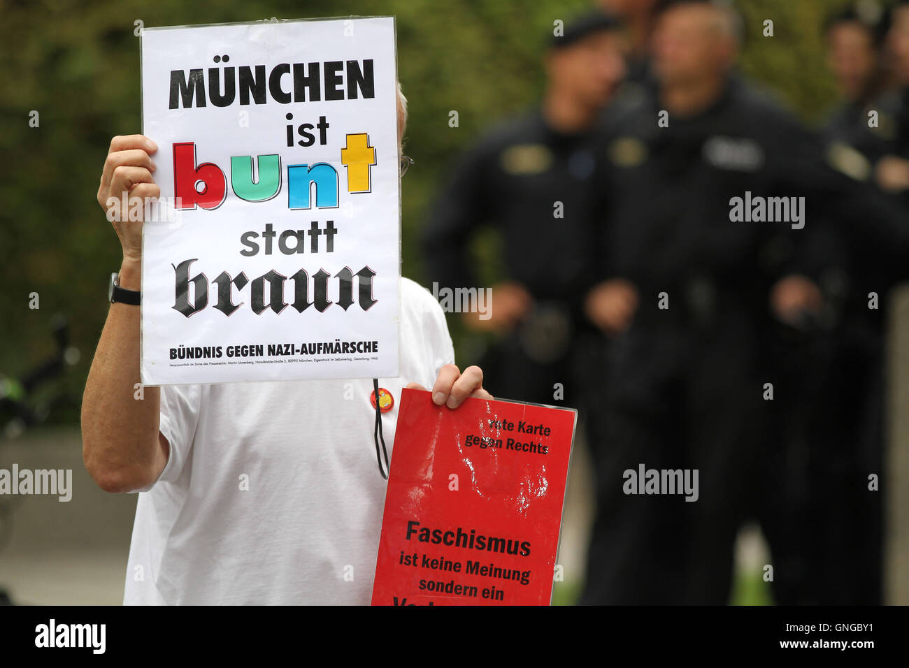 Demonstration gegen die Kundgebung der rechtsextreme in München, 2014 Stockfoto