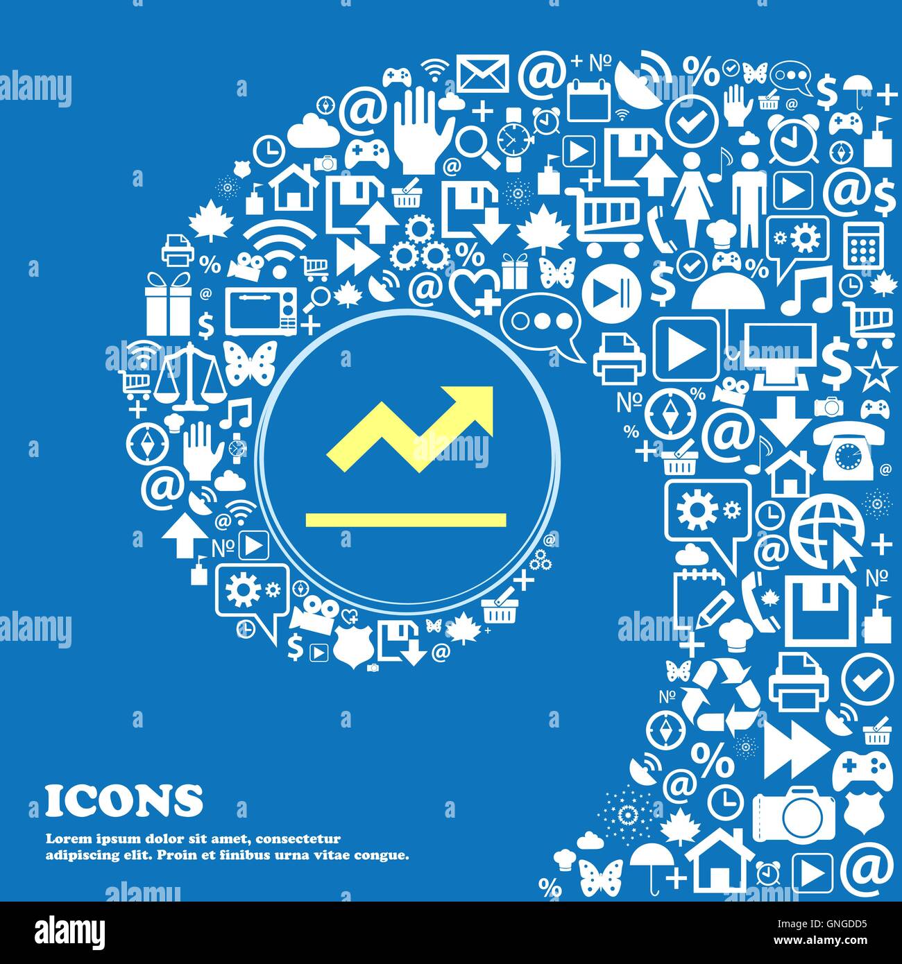 Graph-Diagramm, Diagramm Symbol Zeichen. Schöne Reihe von wunderschönen Ikonen twisted Spirale in der Mitte ein großes Symbol. Vektor Stock Vektor