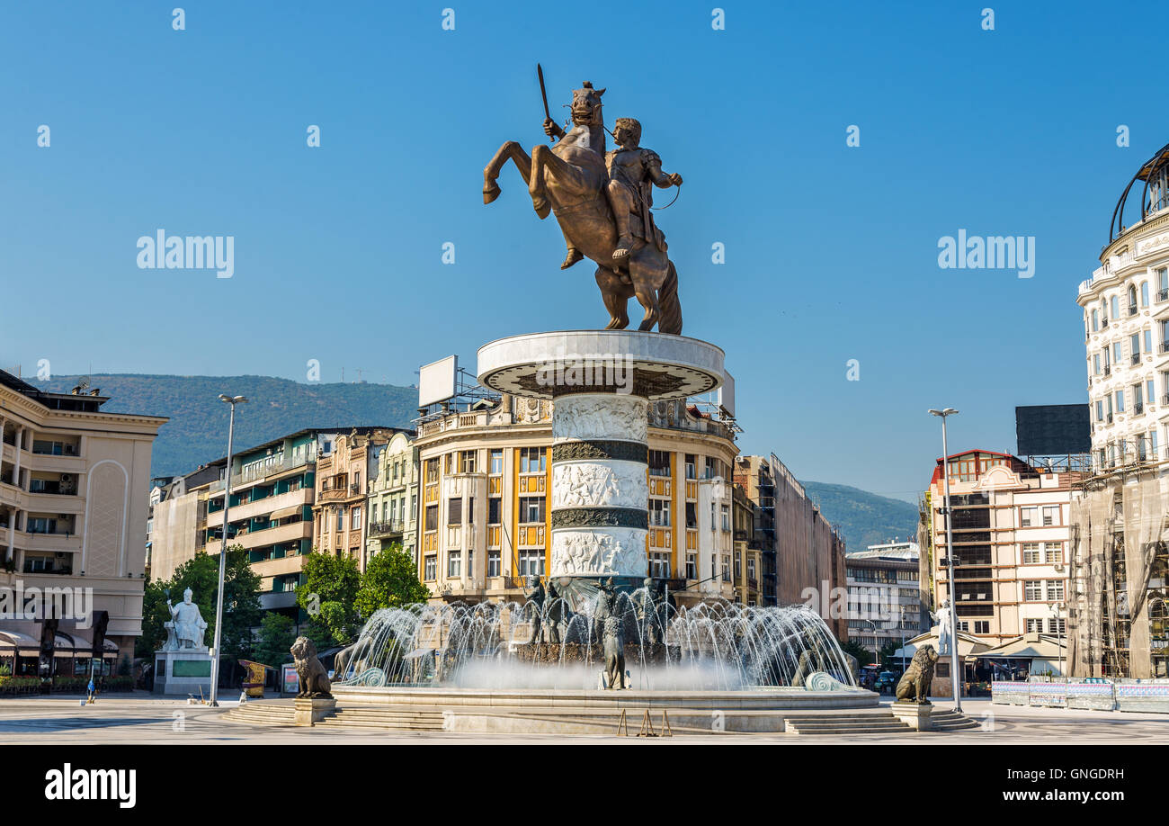 Alexander das große Denkmal in Skopje - Mazedonien Stockfoto