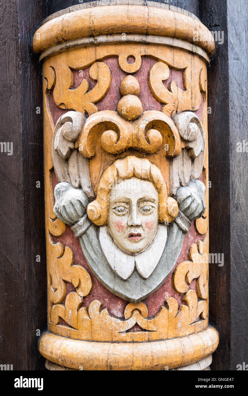 Altes Haus-Detail auf dem Platz Manin in Hildesheim, Deutschland Stockfoto