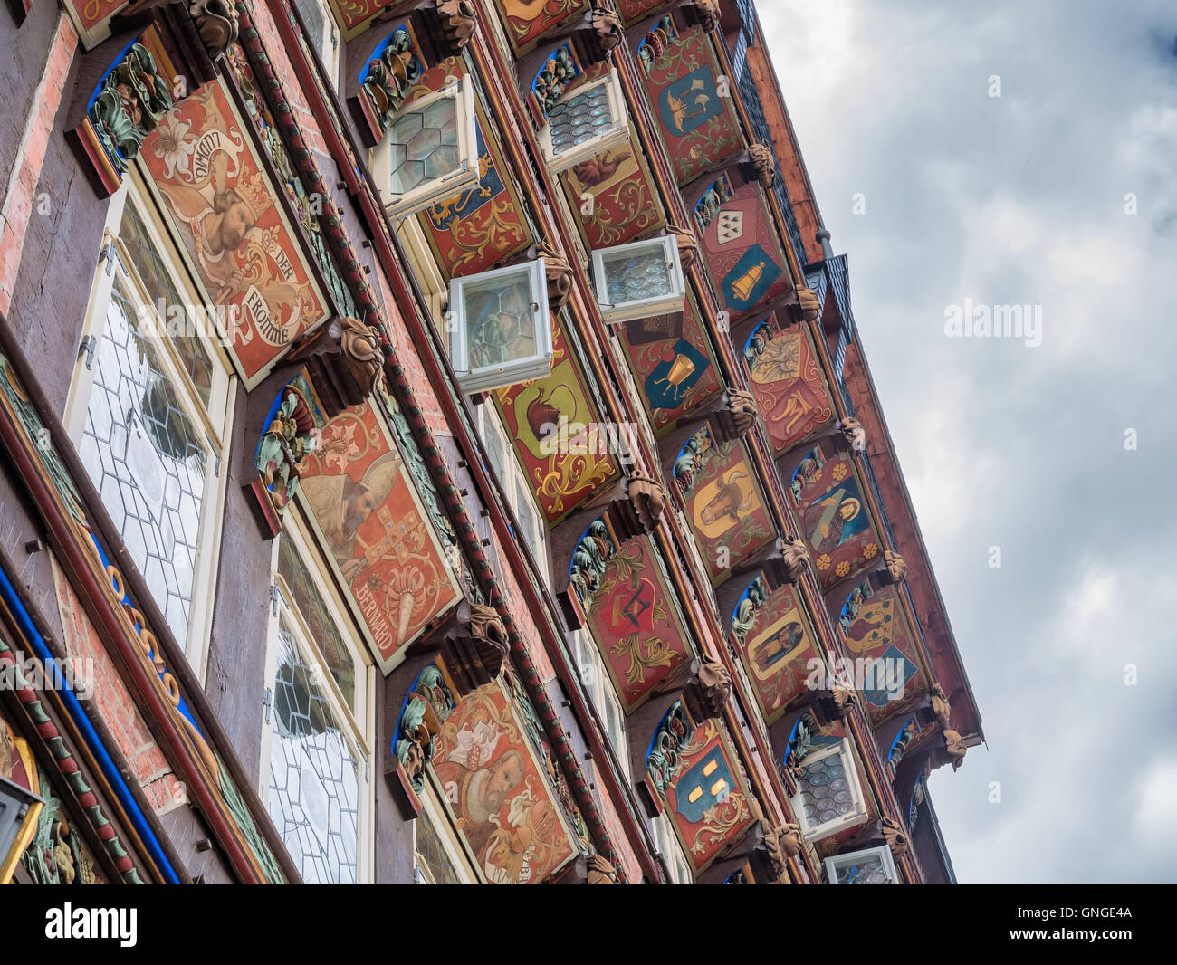 Altes Haus-Detail auf dem Platz Manin in Hildesheim, Deutschland Stockfoto