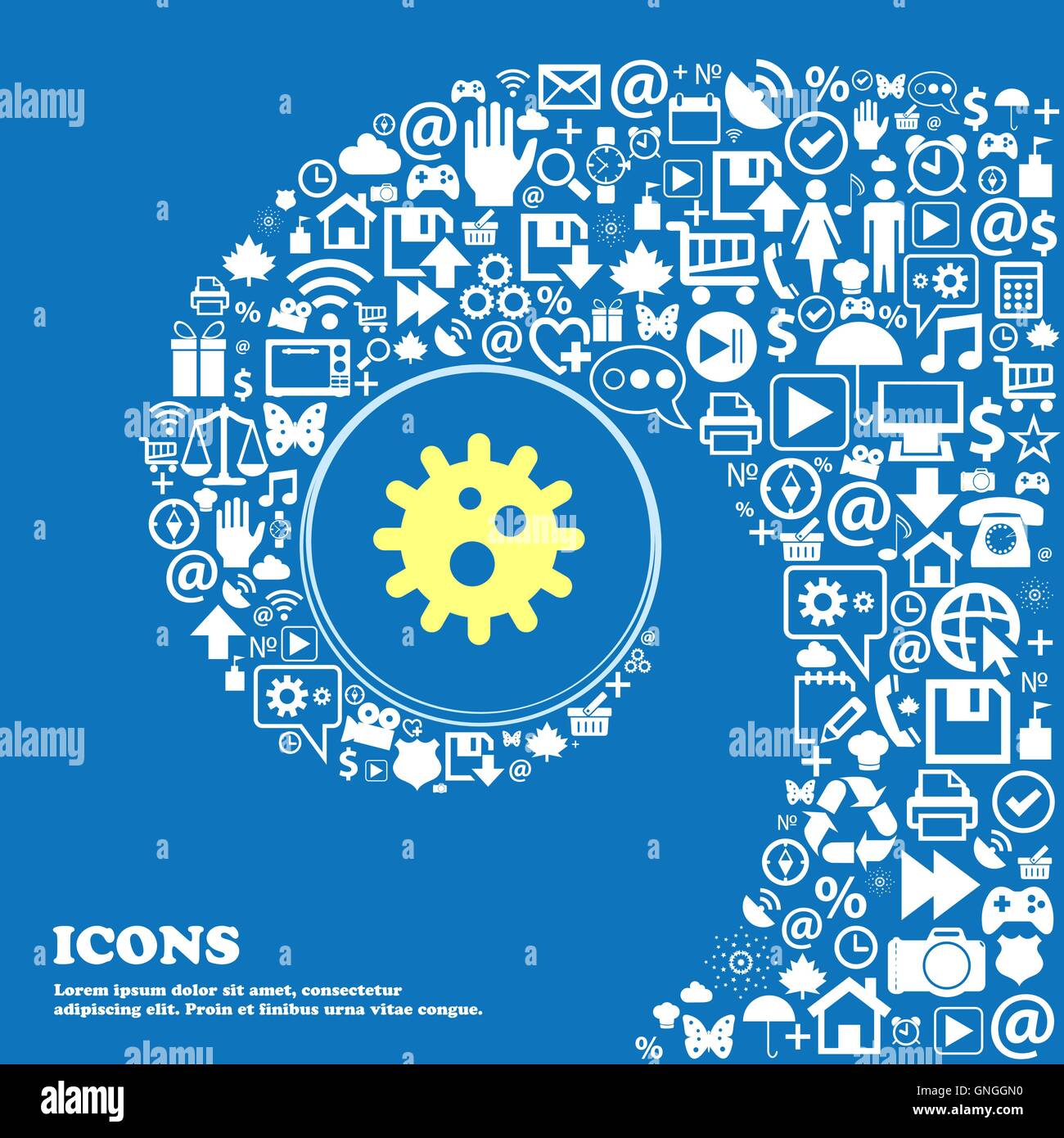 Naval mine Symbol unterzeichnen. Schöne Reihe von wunderschönen Ikonen twisted Spirale in der Mitte ein großes Symbol. Vektor Stock Vektor