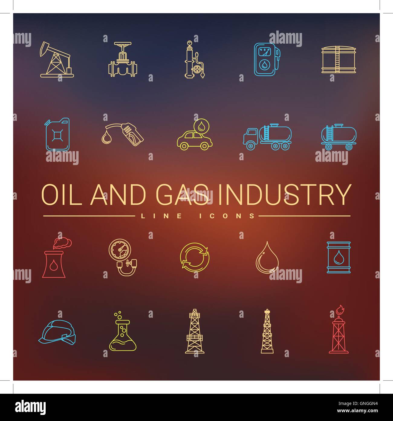 Öl und Gas Industrie Linie Symbole Stock Vektor