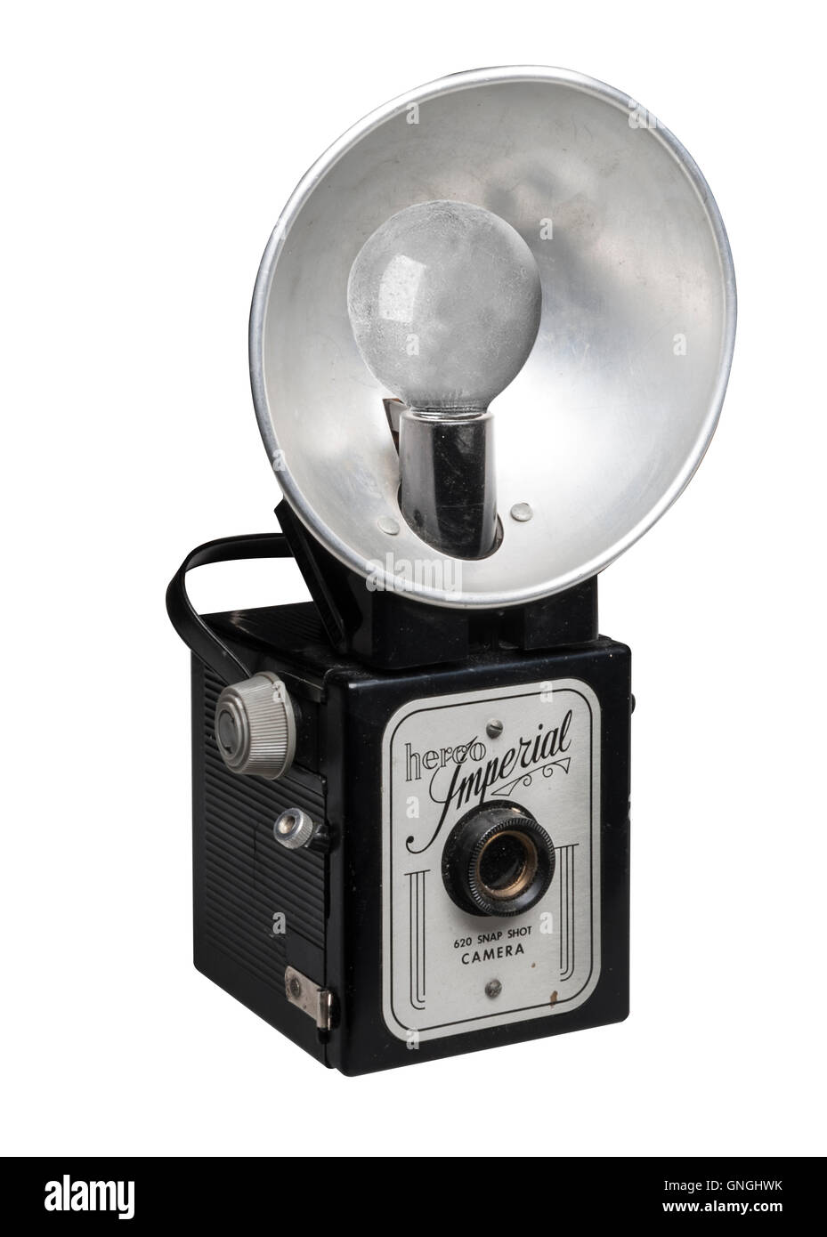 Mitte des Jahrhunderts Herco Imperial Filmkamera mit Blitzlampe Anlage Stockfoto