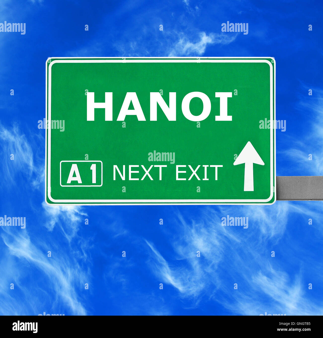 HANOI-Schild gegen klar blauen Himmel Stockfoto