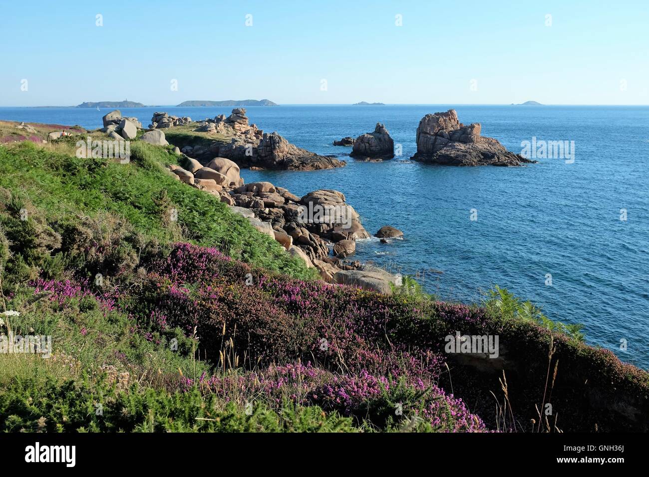 Rosa Granit Küste, Ploumanac'h, Bretagne, Frankreich Stockfoto