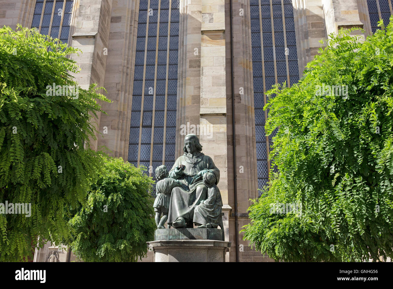 Denkmal von Christoph von Schmid, Kathedrale, Altstadt, Dinkelsbühl, Franken, Bayern, Deutschland Stockfoto