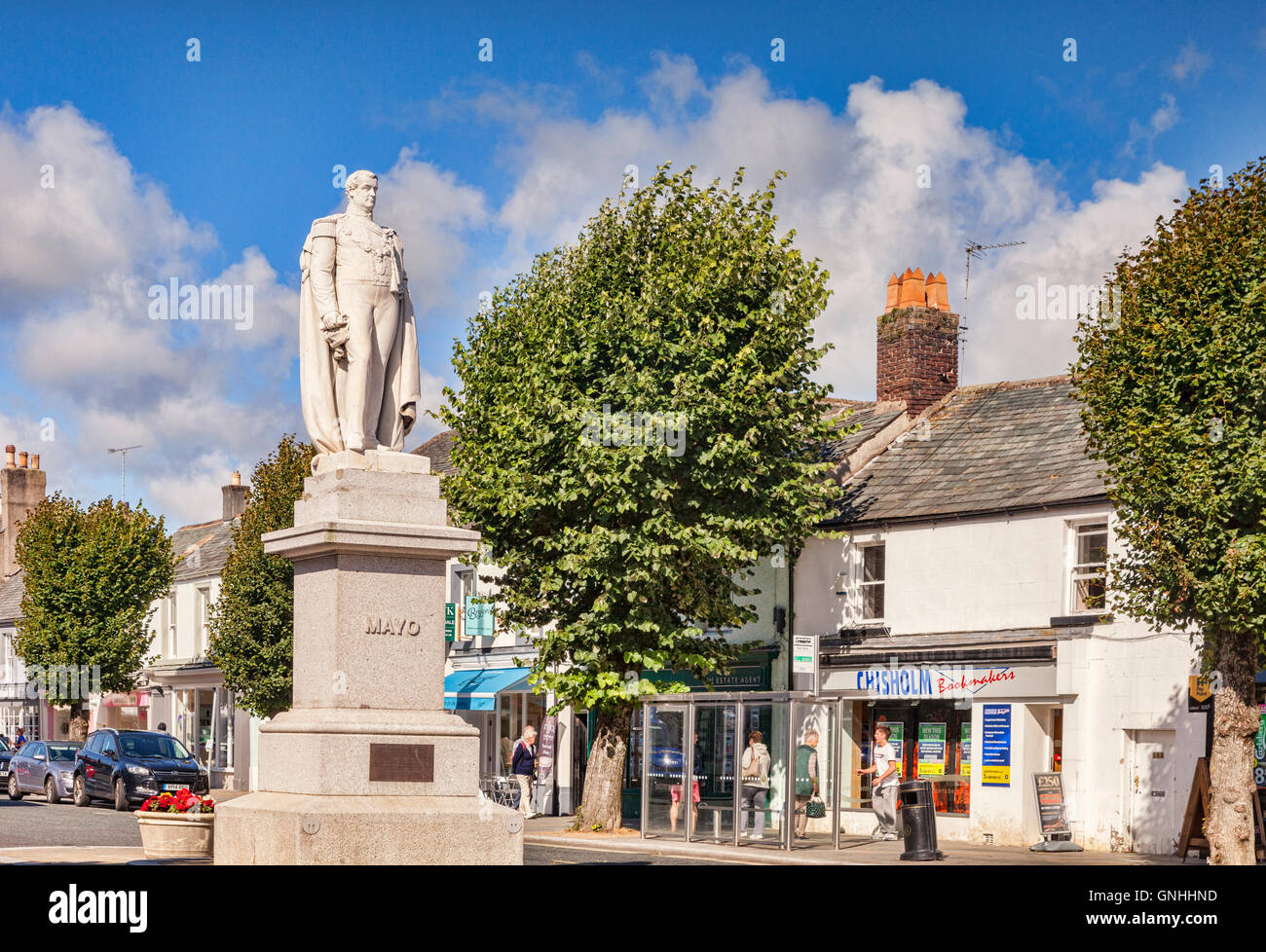 Statue von Earl Mayo in Main Street, Cockermouth, Cumbria, England, UK Stockfoto