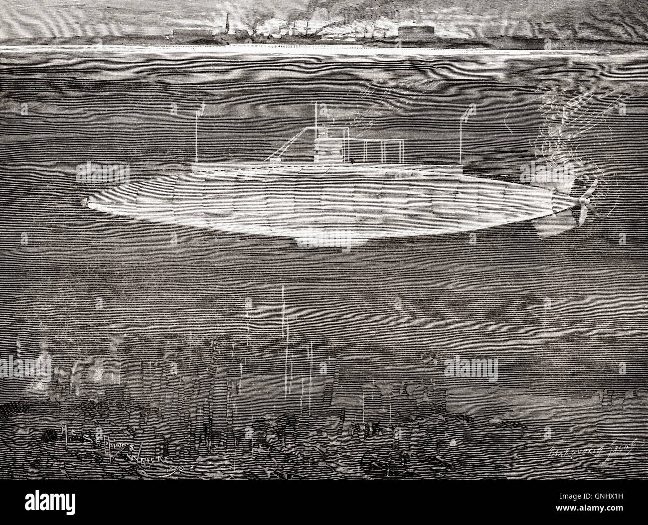 Die französische Marine u-Boot-Gustave Zédé, die im Jahr 1900 ins Leben gerufen wurde. Stockfoto