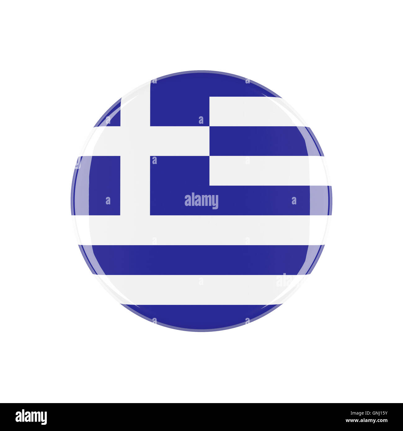 Griechenland-3D-Button isoliert auf weißem Hintergrund Stockfoto