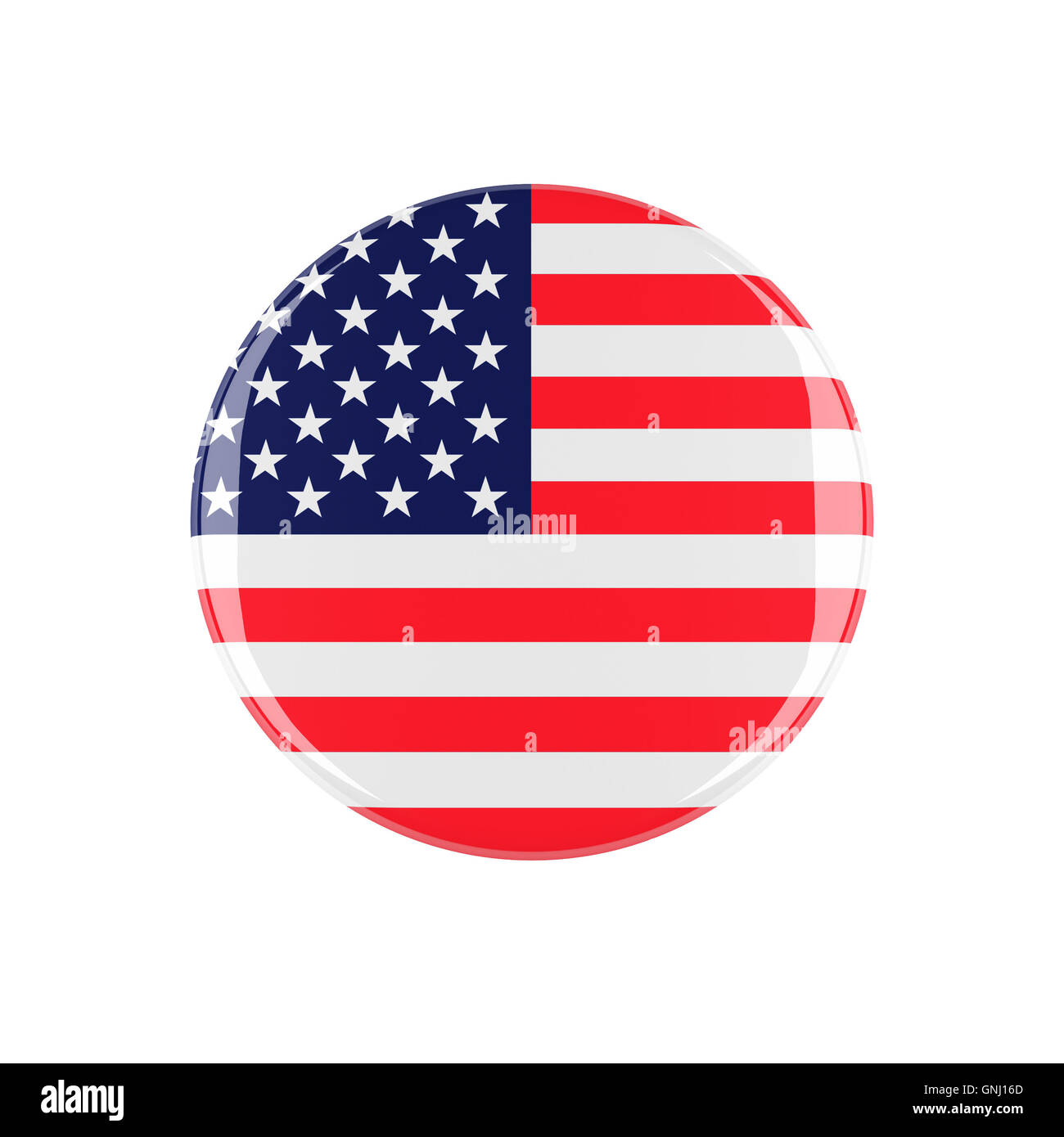 USA-3D-Button isoliert auf weißem Hintergrund Stockfoto