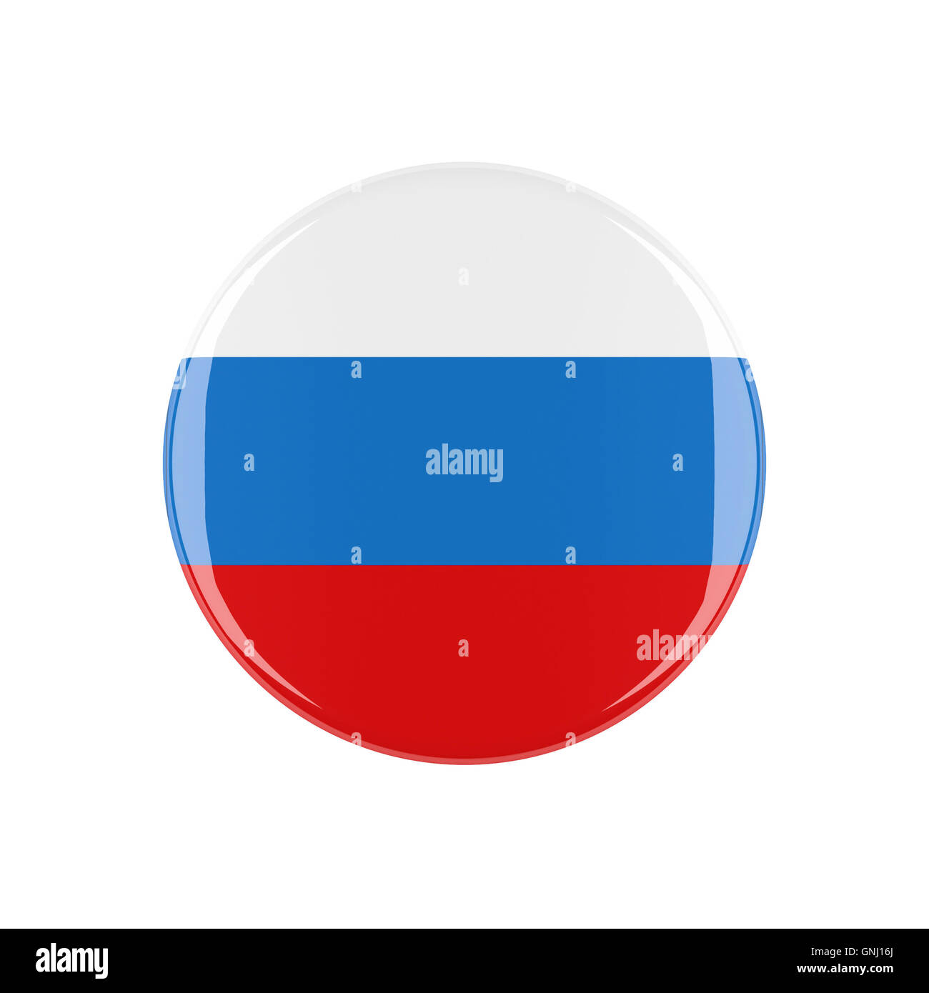 Russland-3D-Button isoliert auf weißem Hintergrund Stockfoto