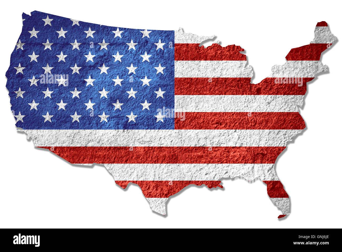 Flagge der Vereinigten Staaten oder amerikanische Banner auf grobe Textur Stockfoto