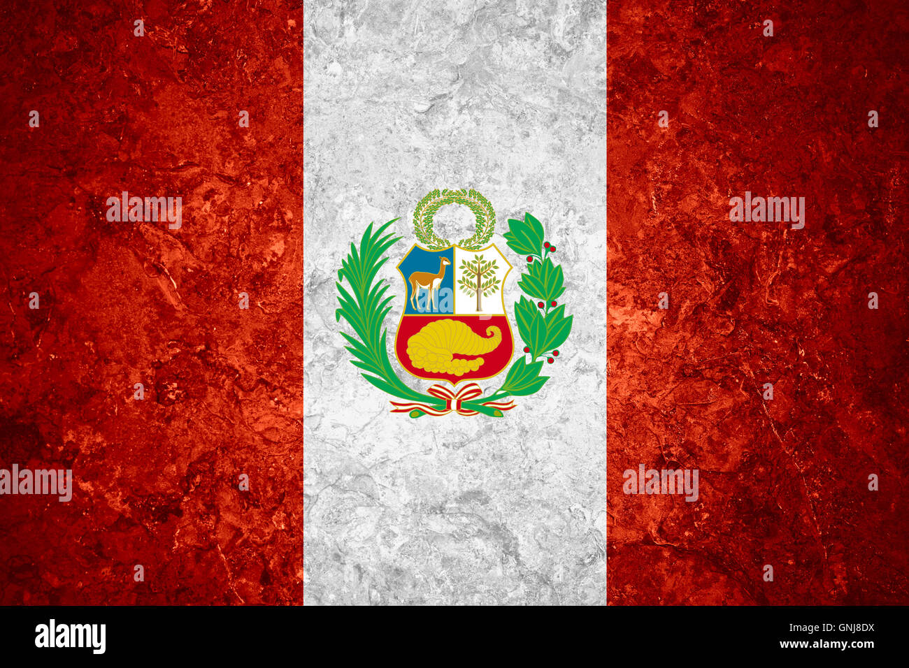 Flagge von Peru oder peruanischen Banner auf Vintage-Hintergrund Stockfoto