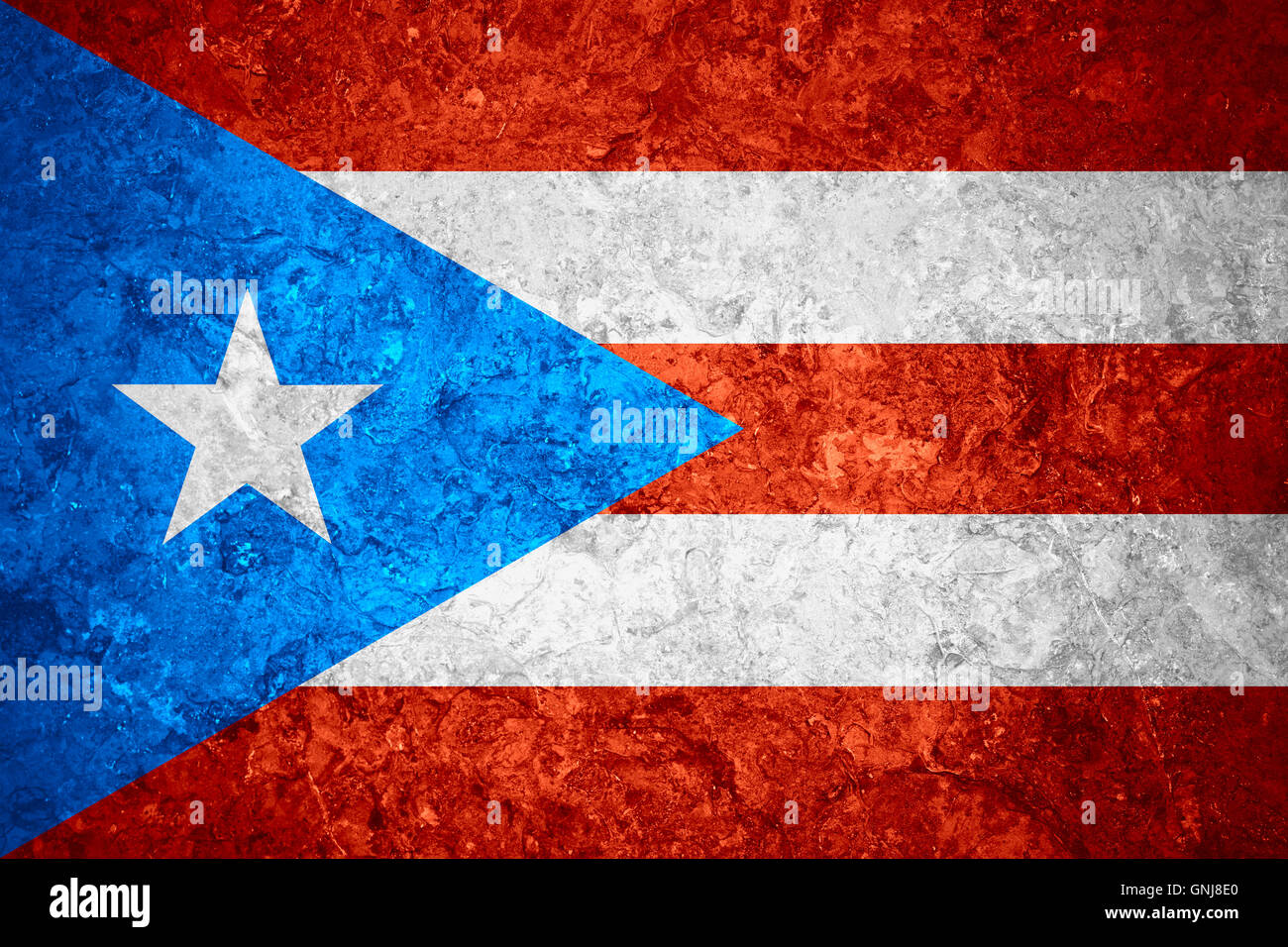 Flagge von Puerto Rico oder Puerto Rican Banner auf Vintage-Hintergrund Stockfoto